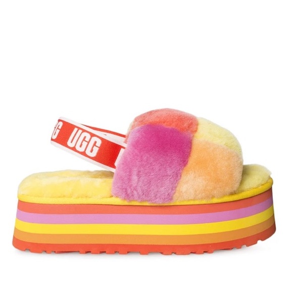 COPY - UGG Women's Disco Checker Slides: Rainbow Yellow - Picture 3 of 4